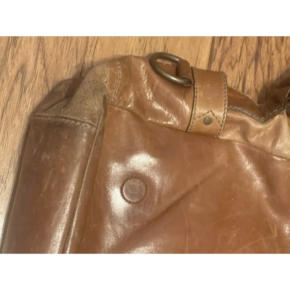 Fossil Brown Leather Magnetic Laptop Messenger Briefcase Bag Distressed